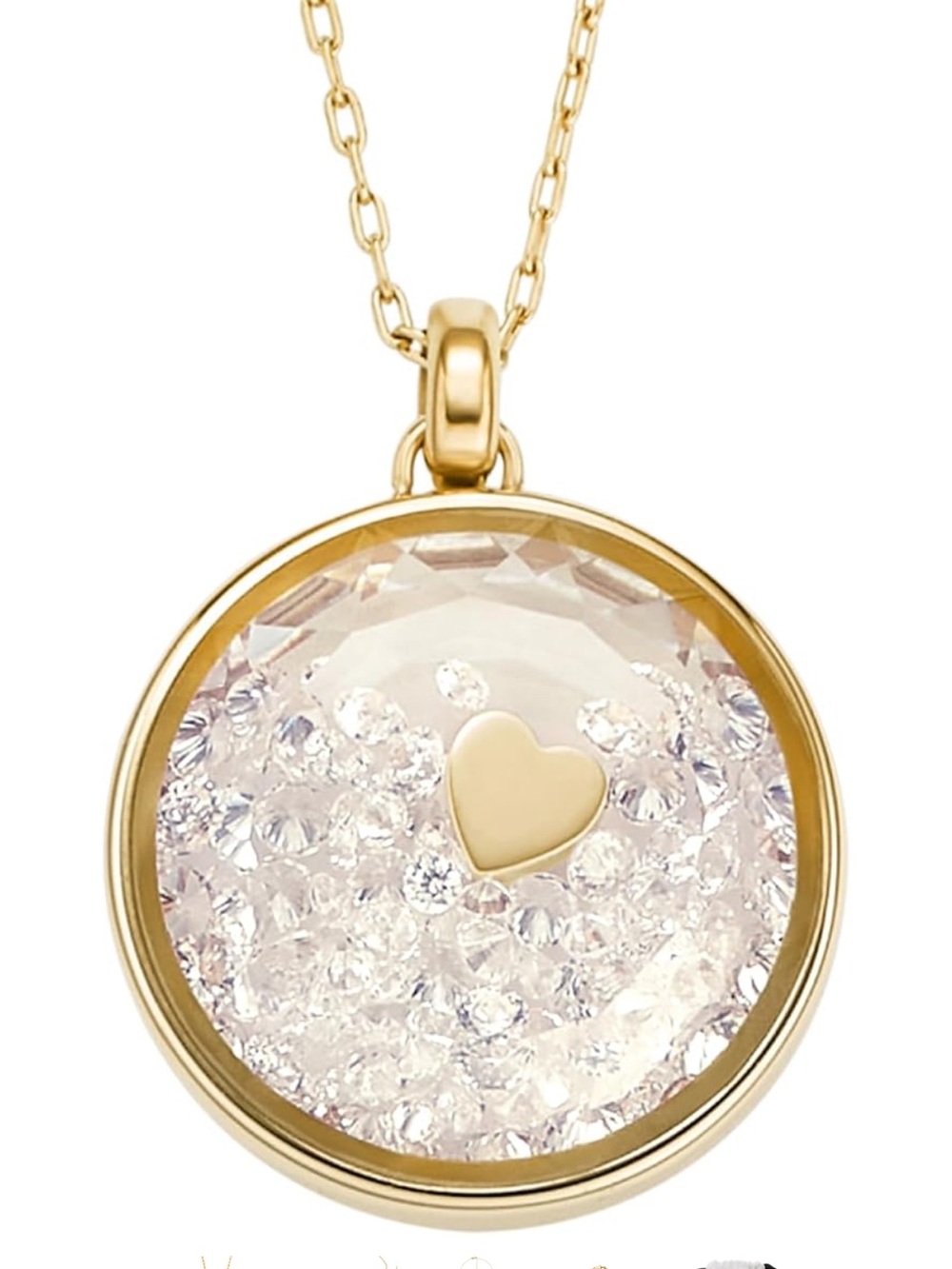 Fossil Gold-Tone Crystal Heart Pendant Necklace Sadie Pendant
